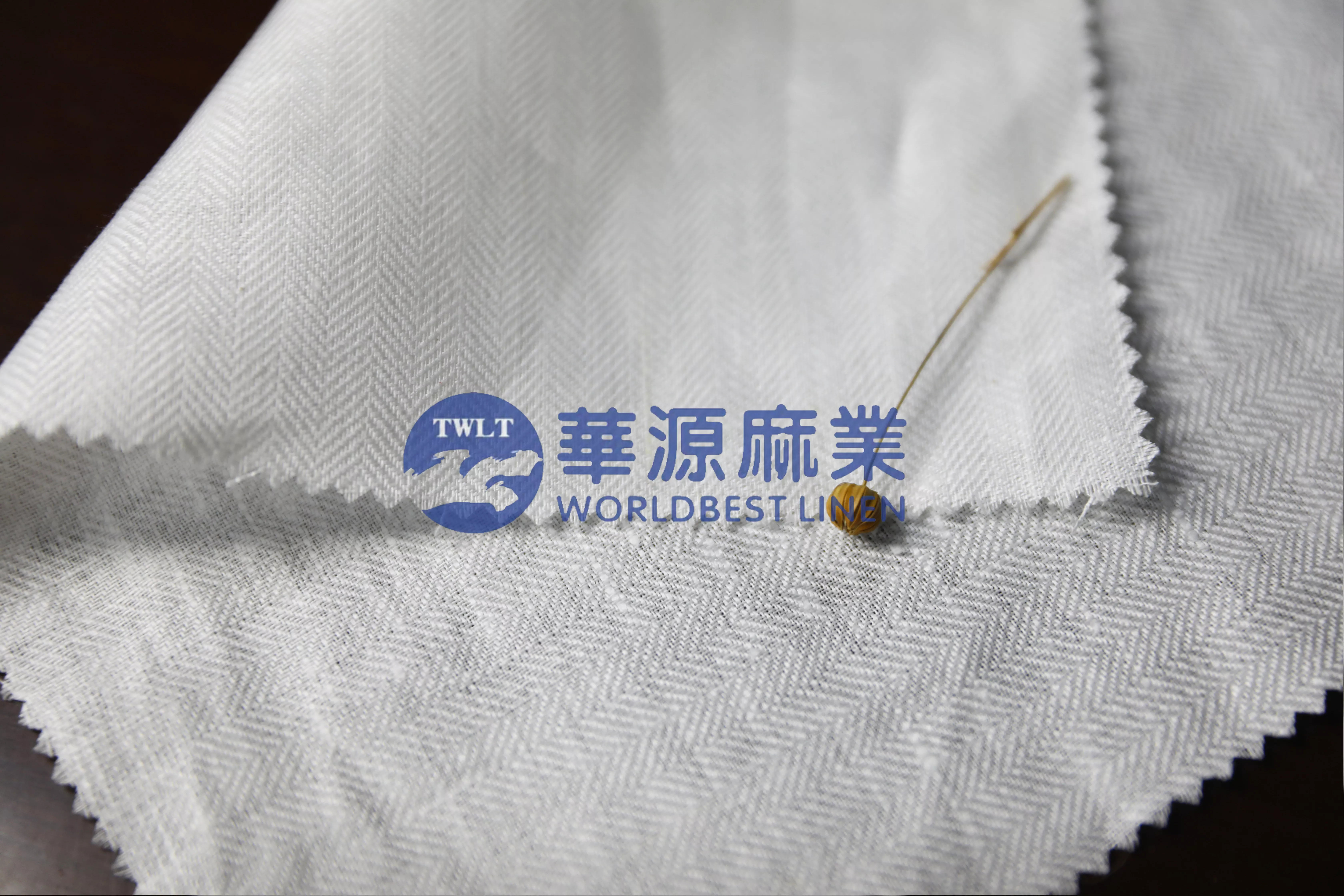 半漂纯亚麻人字斜布