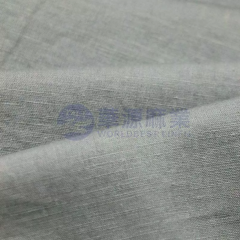 棉亚麻交织染色布