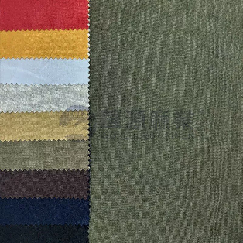 粘亚麻交织染色布