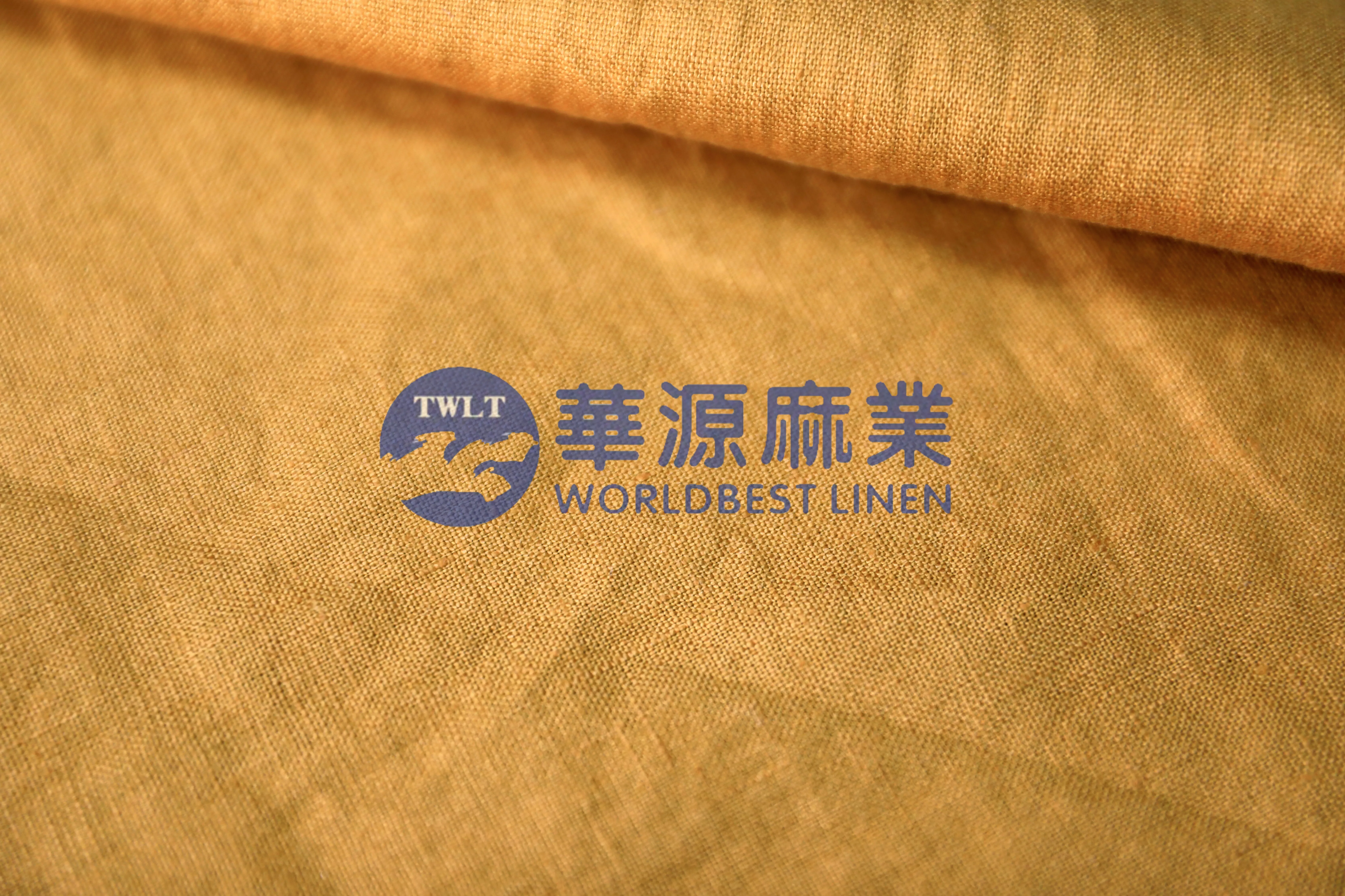 纯亚麻水洗染色布