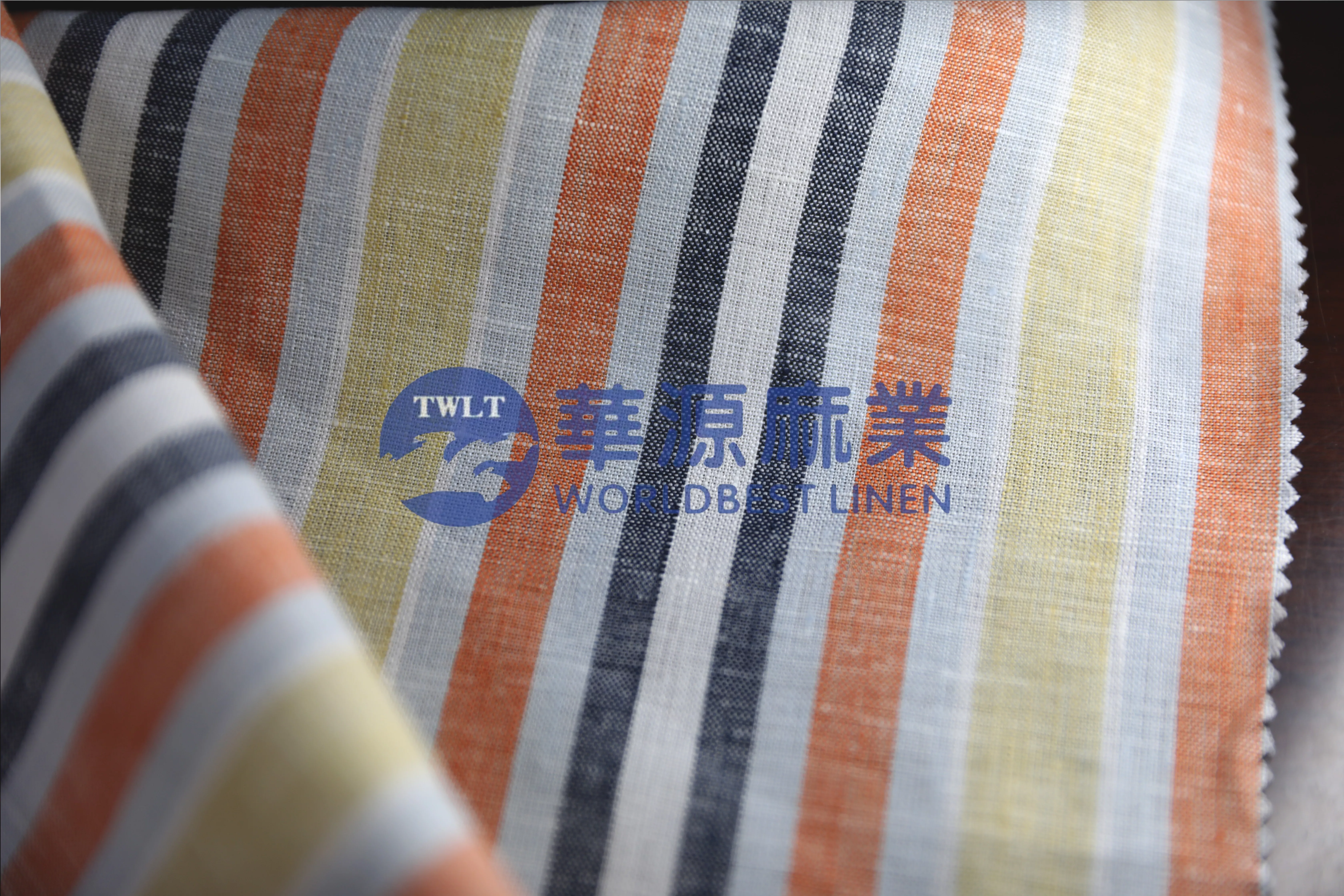 纯亚麻色织彩条布
