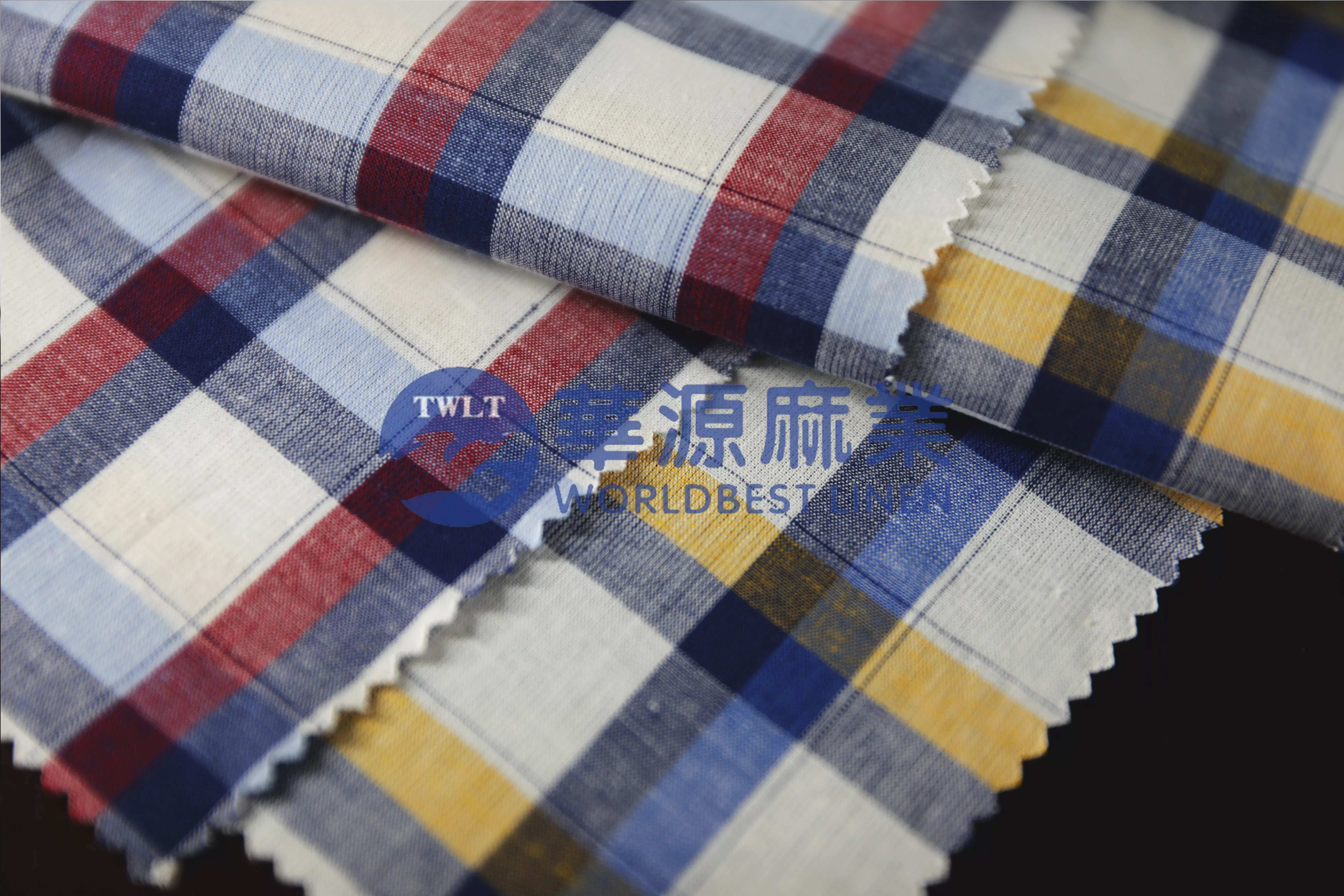 麻棉混纺色织方格布